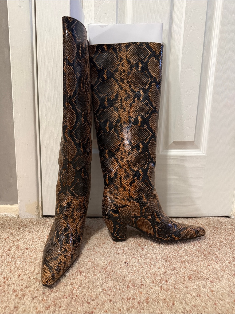 H&M Brown Snake-Print Over-The-Knee Boots Size 9